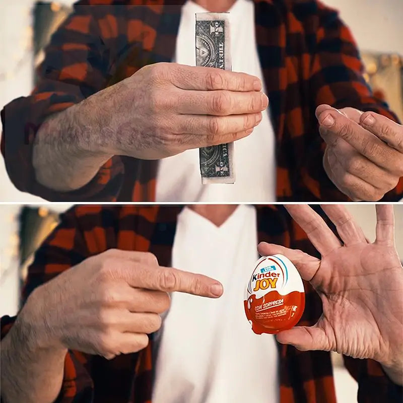 Ein Kinder Joy Ei, ein Süßwarenprodukt, das in der Regel eine Leckerei und ein Spielzeug enthält.