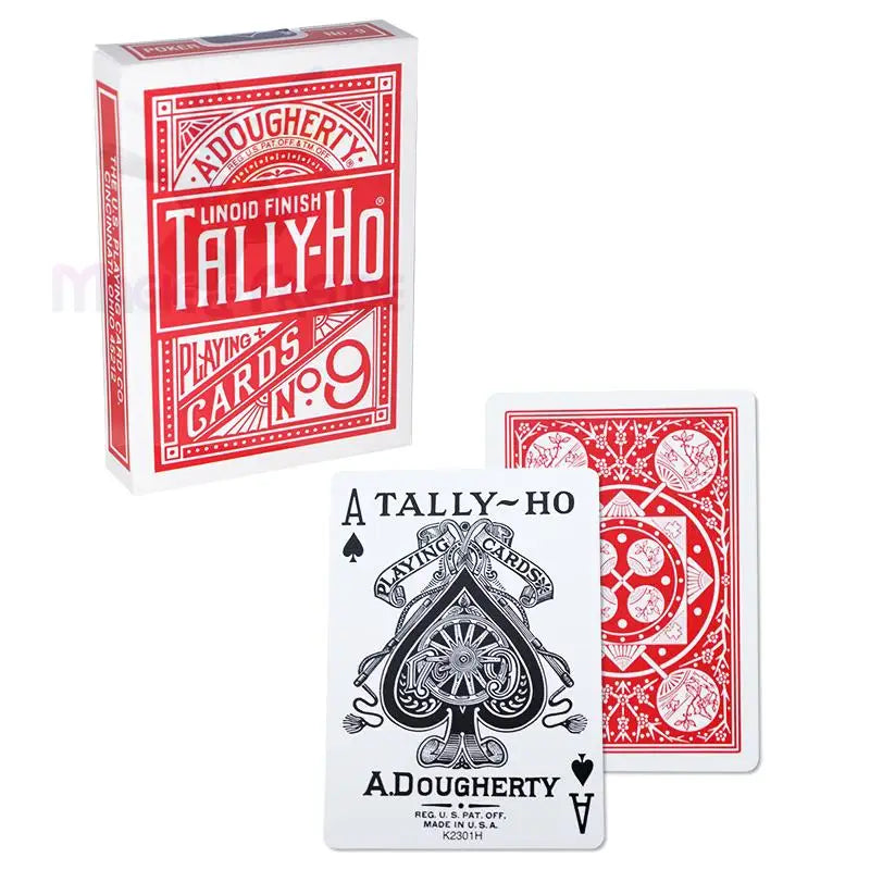 Tally-Ho-Spielkartensatz mit einer offenen und einer verdeckten Karte.
