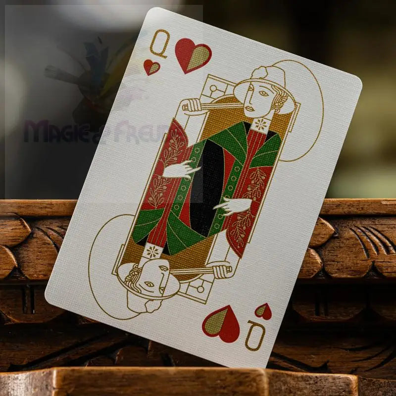 Verschnörkelte Herz-Dame-Spielkarte.