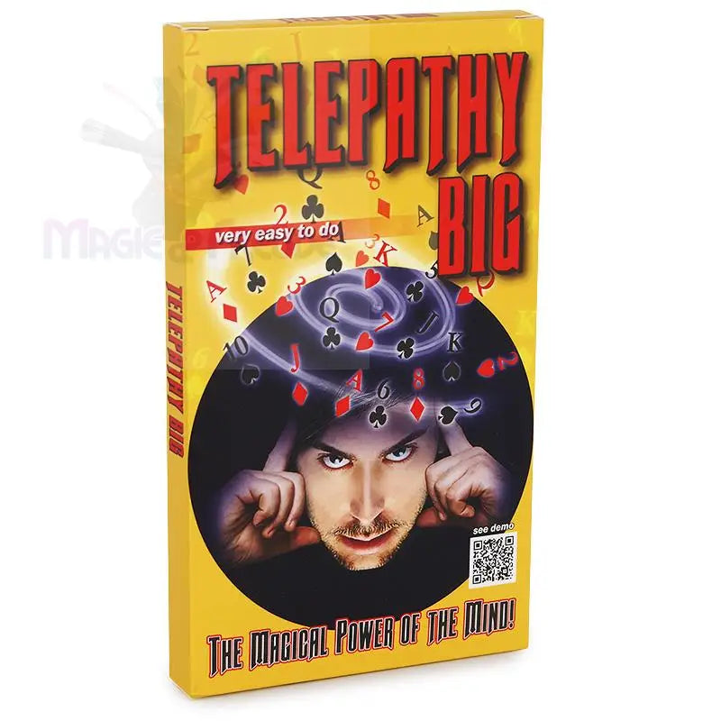 Gelber Kasten für einen Zaubertrick namens ’Telepathie groß’.