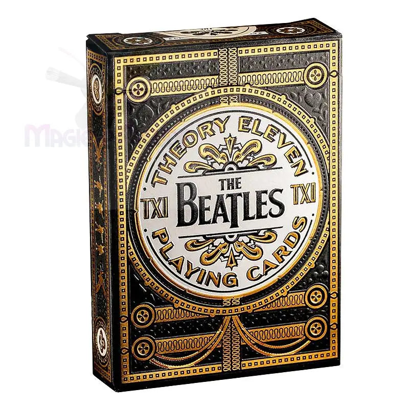 Ein schwarz-goldener Satz Theory Eleven The Beatles Spielkarten.