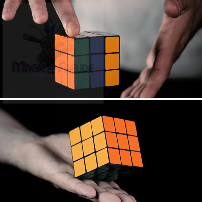 Rubik’s Cube mit orangen, blauen und grünen Flächen.