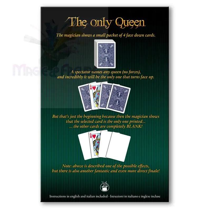 Ein Plakat, das für einen Zaubertrick mit Spielkarten wirbt.