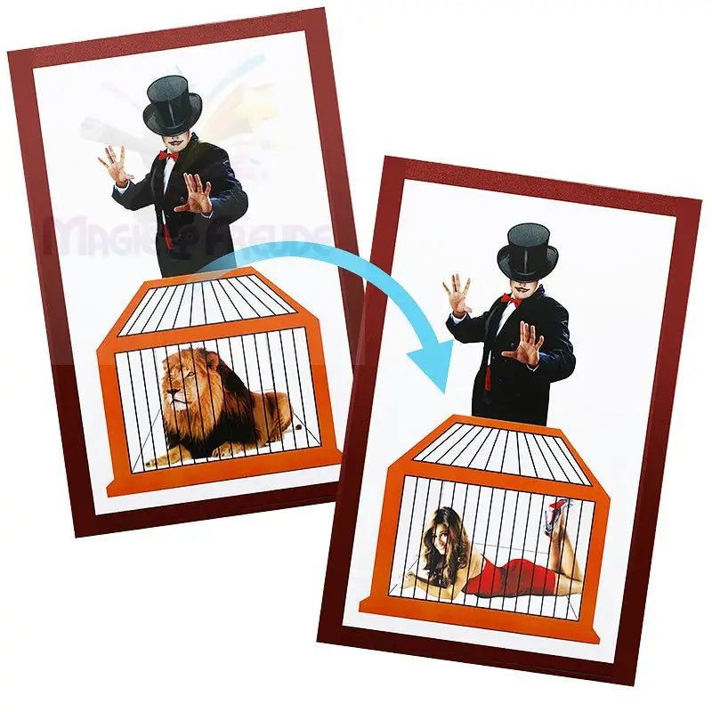 Zaubertrickkarten, die eine Verwandlungsillusion zeigen.