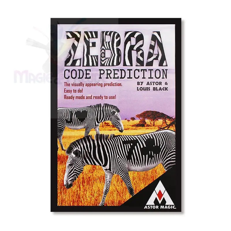 Ein Zaubertrickset mit Zebras mit vorhergesagten Kartensymbolen.