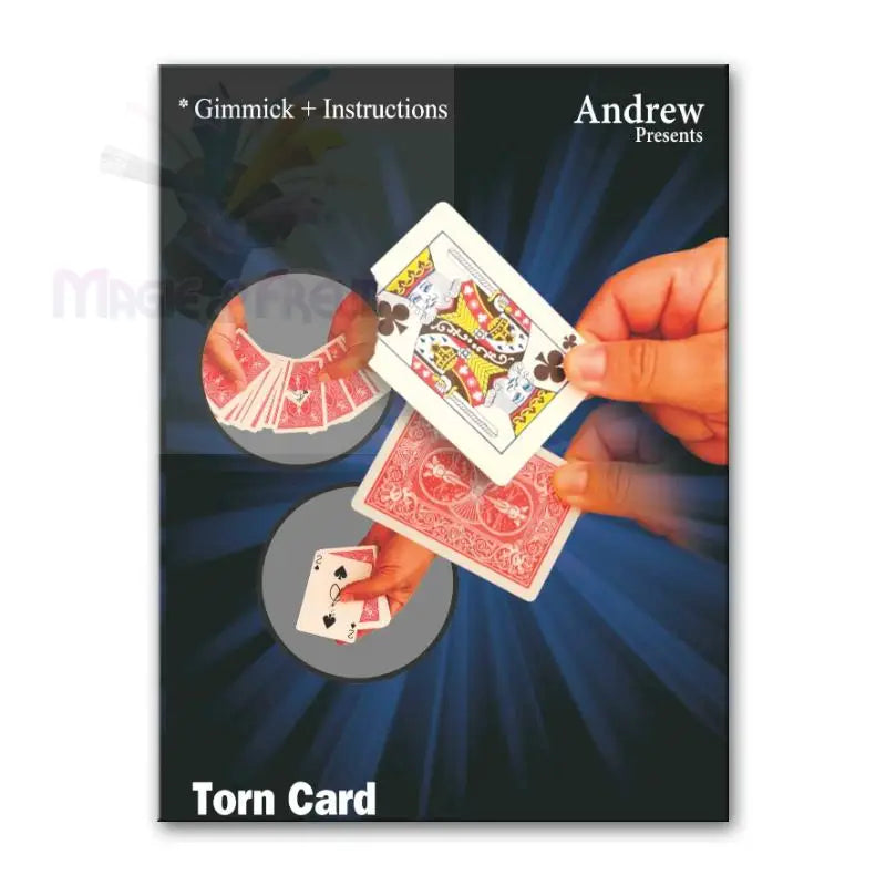 Ein Zaubertrickset mit einer zerrissenen Spielkarte.